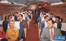 American Airlines DC-7 Main Cabin Interior Classy Passengers Postcard 1950s-60s picture