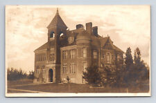 1909 RPPC High School Building Huron County Harbor Beach MI Postcard picture