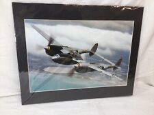 WWII US Army Air Corps Lockeed Martin P38 Lightning 16x20 Matted Picture Photo picture