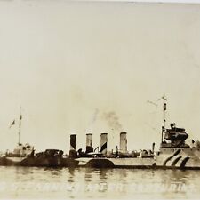 1917 Postcard USS Fanning (DD-37) Captured German U-58 Submarine WWI World War I picture
