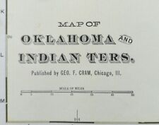 Vintage 1901 OKLAHOMA INDIAN NATIONS Map 22