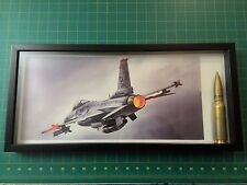 USAF F-16 Falcon Lithograph with Inert 20mm Air Force Retired Military Veteran  picture