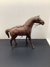 Vintage Paper Mache Leather Wrapped Horse Statue Figure W/ Saddle 12” picture