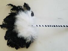 Black and White Feather Fan on Stick withcurles feathers picture