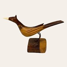 Vintage Roadrunner Hand Carved Wood Statue Bird Figurine picture