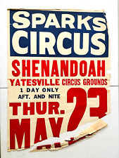 1946 Sparks Shenandoah PA Yatesville circus carnival poster advertising picture