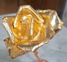 24K Gold Hand Dipped Real Rose With Stem VTG  picture
