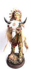 VTG Western Indian Chief Holding A steer skull 14-inch tall Nicely detailed. picture