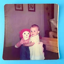 Raggedy Andy Baby 1970s VTG FOUND PHOTO SNAPSHOT square 70s Rounded Corners picture