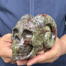 3.16LB Natural Blood Stone Quartz Hand Carved Crystal Skull Healing 1pc,xk3756 picture