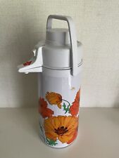 VINTAGE 70's/80's Retro Orange Poppy/Floral Air Pump Beverage Dispenser 1.9 Ltr picture