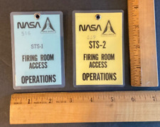 Original 1981 NASA STS-1 STS-2 Firing Room Access Ops Pass Badge (2) Item Lot picture