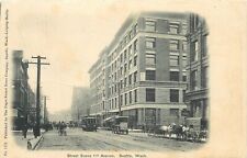 Postcard C-1905 Trolleys Washington Seattle Street Scene 1st Ave Puget 23-13100 picture