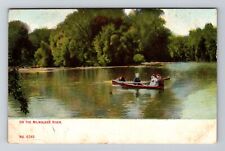 Milwaukee WI-Wisconsin, Canoeing on the Milwaukee River, Vintage Postcard picture