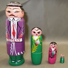 Vintage FAMILY Russian-Style Nesting Dolls - Handcrafted in India (4 Figures) picture