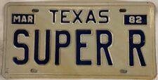 Vanity SUPER R RAPTOR RARE ROCKET SUPERIOR license plate Robot Rush Rich 1982 TX picture