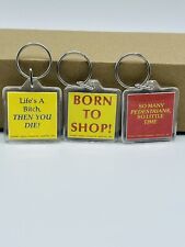 Lot Of 3 Vintage Meme Double Sided Keychains By Planet Earth Graphics (90’s) picture