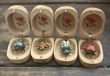 Set Of 4  Dancing Beetle Bugs Turtle In Wooden Trinket Box Souvenir *I picture