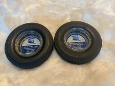 2 Vintage Seiberling Tires Round Glass Tire Ashtrays John Kieffer Lansdale Pa picture