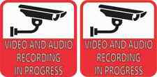 3x3 Red Video and Audio Recording in Progress Stickers Window Signs Decals picture