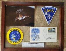 LEROY GRUMMAN Signed Autographed APOLLO 11 POSTAL COVER  Framed LUNAR MODULE  picture