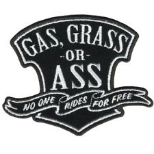 GAS GRASS OR ASSS PATCH #5780 EMBROIDERED 4 IN BIKER patches NEW iron on bikers picture