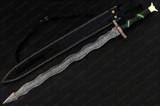 Custom Handmade Damascus Steel Double Edge Viking Sword Battle Ready With Sheath picture
