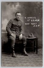 RPPC Handsome WW1 Soldier B Sapetti 1st US Army AEF Doughboy Photo Postcard D25 picture