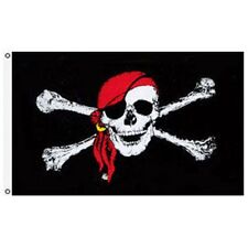 3X5 Jolly Roger Pirate Red Bandana Skull Crossbones Flag 3'x5' Banner USA SELLER picture