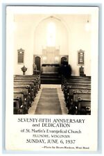c1930's St. Martin's Evangelical Church Interior Fillmore WI RPPC Photo Postcard picture