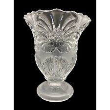 Vintage Frosted and Clear Shell Glass Vase Ex-Large 10 1/2 inch picture