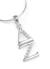 Delta Zeta sterling silver lavaliere pendant w/ simulated diamonds picture