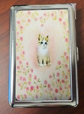 Vintage Heart Kitten C2 Image Cigarette Case with Built in Lighter Metal Wallet picture