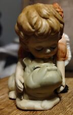 Vintage Little Girl with Pet Pig Figurine $12 picture