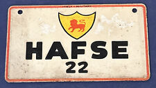 Vintage HAFSE 22 Italy Military Mini Metal License Plate for Bike or Pedal Car picture