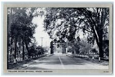 c1920's Yellow River Truss Bridge Concrete Road Trees Knox Indiana IN Postcard picture