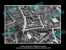OLD LARGE HISTORIC PHOTO CRADLEY HEATH ENGLAND AERIAL VIEW  OF HIGH ST c1930 picture