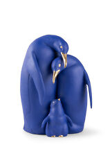 LLADRO LIMITED ED PENGUIN FAMILY FIGURINE BLUE & GOLD #9539 BRAND NIB SAVE$ F/SH picture