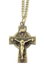 Pewter Traditional Style Irish Celtic Cross Crucifix Pendant, 1 Inch picture