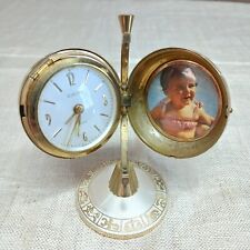 Vintage Working Europa Zodiac Globe Travel Alarm Clock Brass & Enamel Germany picture