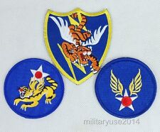 3 Full Size WWII US Army Air Force A.V.G. Pilot Flying Tigers Patch picture