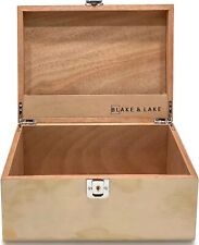 Large Locking Wood Storage Box - Wooden Box with Hinged Lid and Lock and Key picture