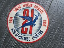 South African Airways 1955 Suid-Afrikaanse Lugdiens Airline Luggage Label picture