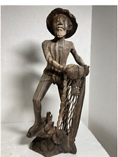 Vintage Balinese Natural Ebony Wood, Hand Carved Statue/ Figurine picture