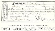 1876 COOPERSTOWN NY AQUEDUCT ASSOC WATER COMPANY RECEIPT BILLHEAD INVOICE Z4047 picture