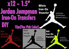 12pc Lot Iron On HTV Jordan Jumpman 1.5”🖤Easy To Apply DIY x12🖤PICK COLOR picture