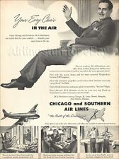 1946 CHICAGO & SOUTHERN Airlines Douglas DC-4 Dixieliners PRINT AD airway advert picture