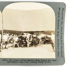 Gun Crew Loading Mortar Stereoview c1918 Keystone WW1 Soldiers Military D1861 picture