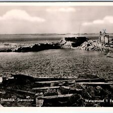 1953 Stavenisse Netherlands North Sea Flood RPPC Dike Doorbraak Stoofdijk A150 picture
