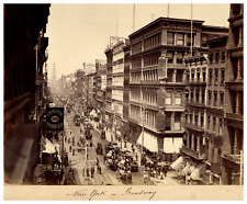 New York, Broadway Vintage Print, Albuminated Print 17x20.5 Circa 1885 < picture